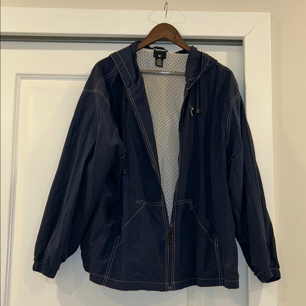 Lane Bryant Blue Utility Jacket with Relaxed Fit and Lay-Flat Collar